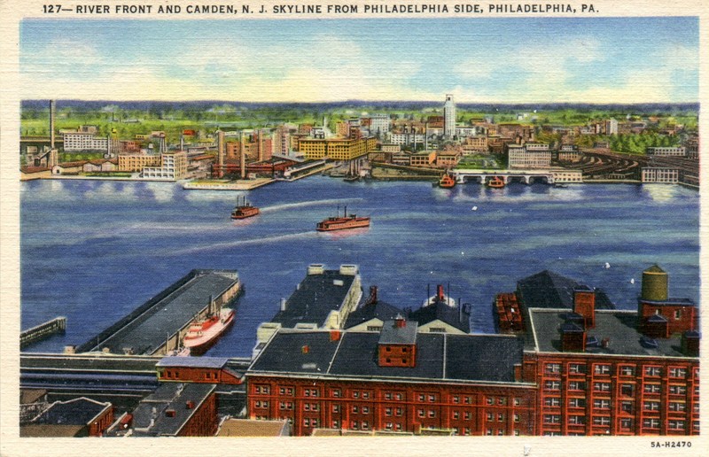 Riverfront and Camden, NJ Skyline from Philadelphia Side 1938 [800×516 ...