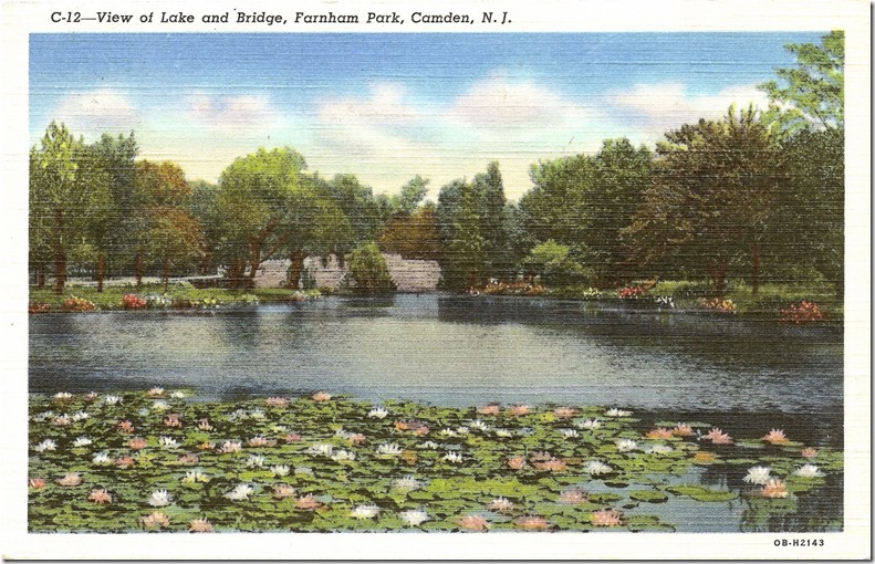 View of Lake and Bridge, Farnum Park, Camden, NJ