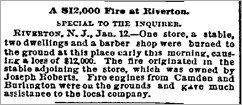 Robert's Store fire. Philadelphia Inquirer, 1890-01-13, p1