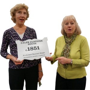 Pat Brunker (l.) and HSR President Phyllis Rogers (r.) display a new plaque.