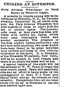 Cycling at Riverton, Philadelphia Inquirer,  September 17, 1894, Page 3 