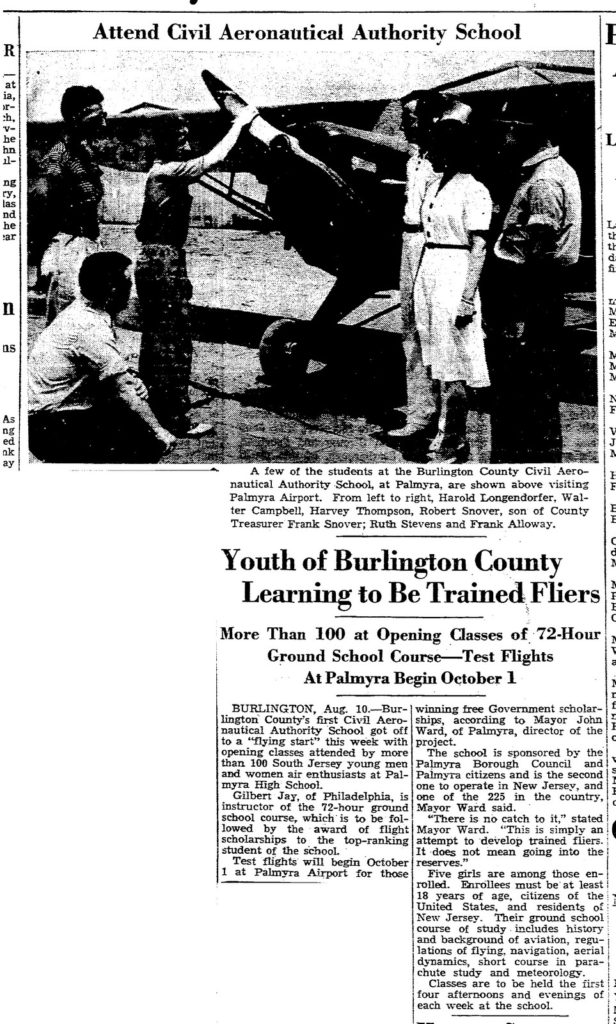 Palmyra Airport, Sunday Times Advertiser, Aug 11, 1940, sec 2, p7 (Copy