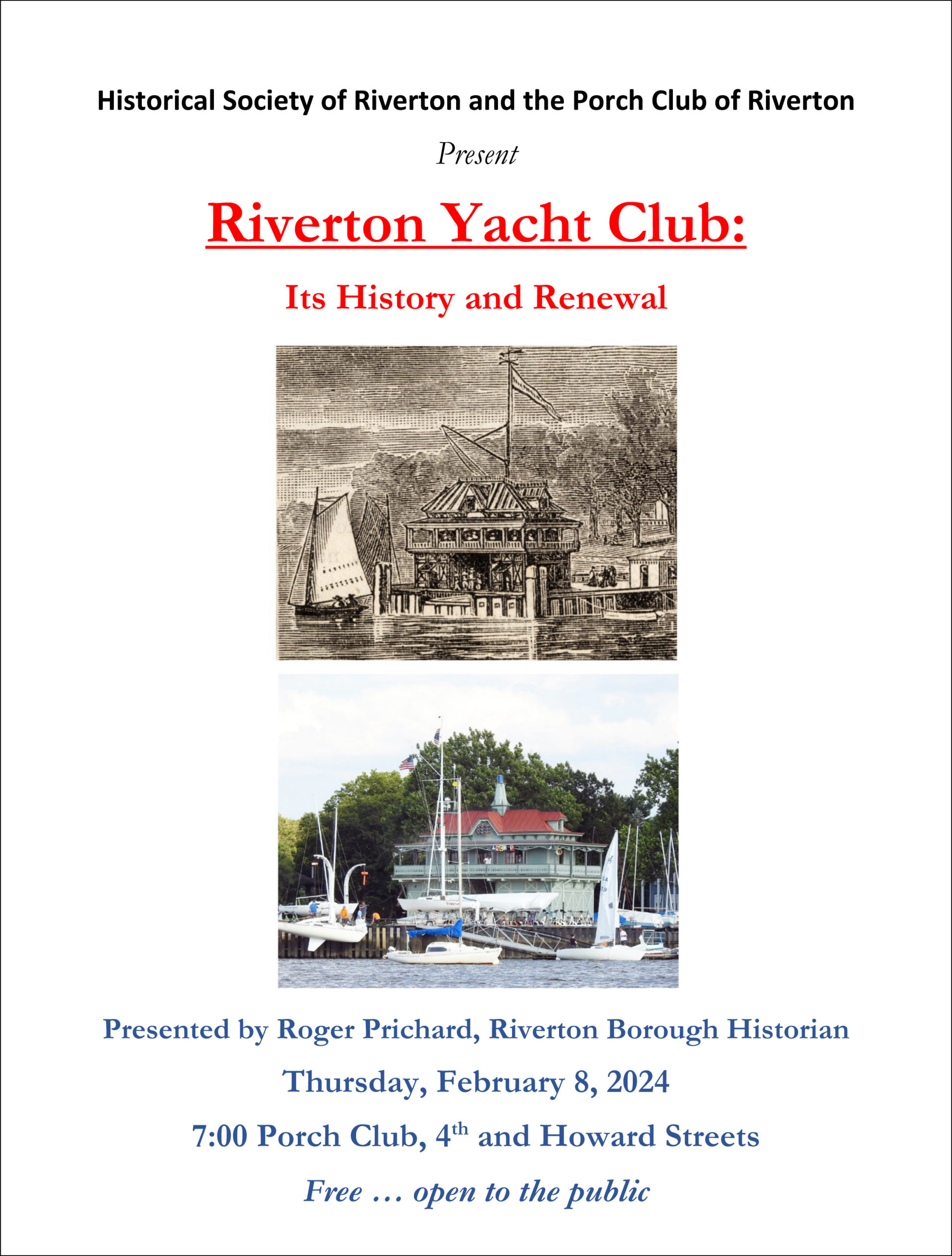 February 8 2024 Program Historical Society Of Riverton NJ   HSR Yacht Club Lecture Poster FINAL Scaled 